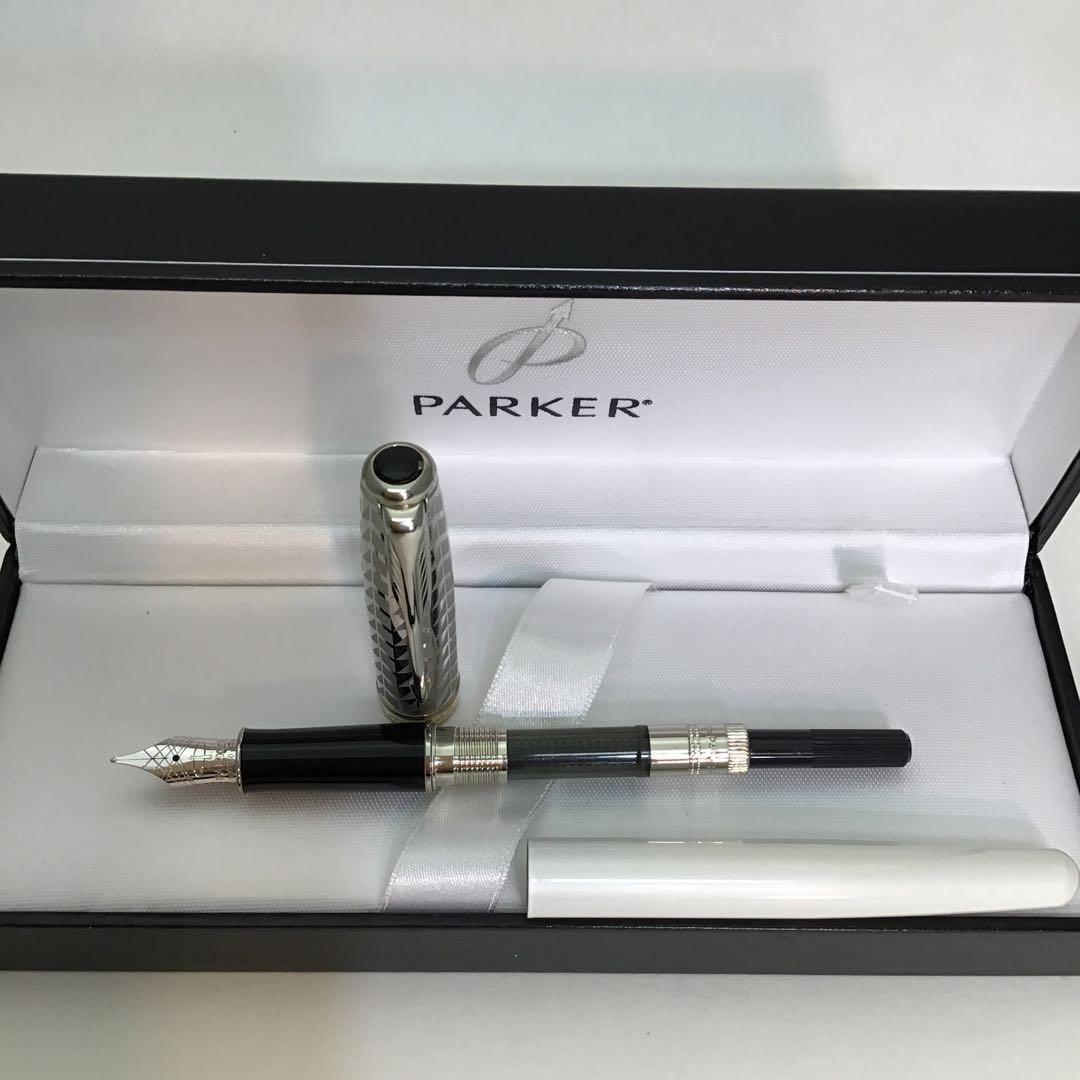 【美品】パーカーParker 万年筆 ソネットメタル＆パールCT 18K (F)