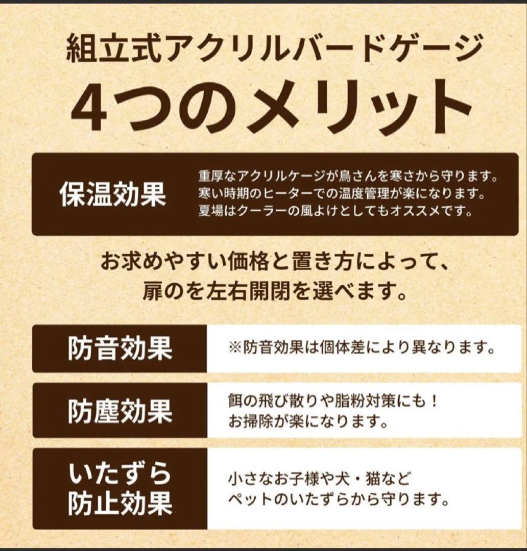 組立式アクリルバードケージLサイズ×1