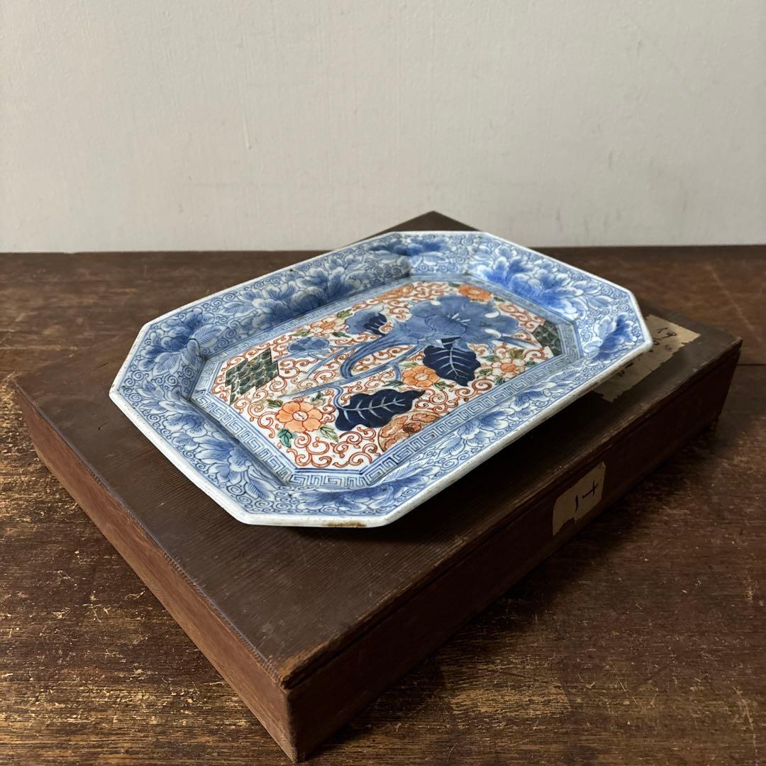 古伊万里八角皿　アンティーク　白磁　李朝
