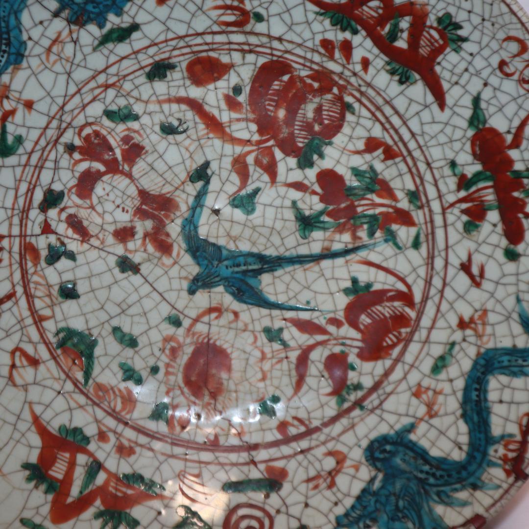 本家　呉須赤絵　貫入手大皿