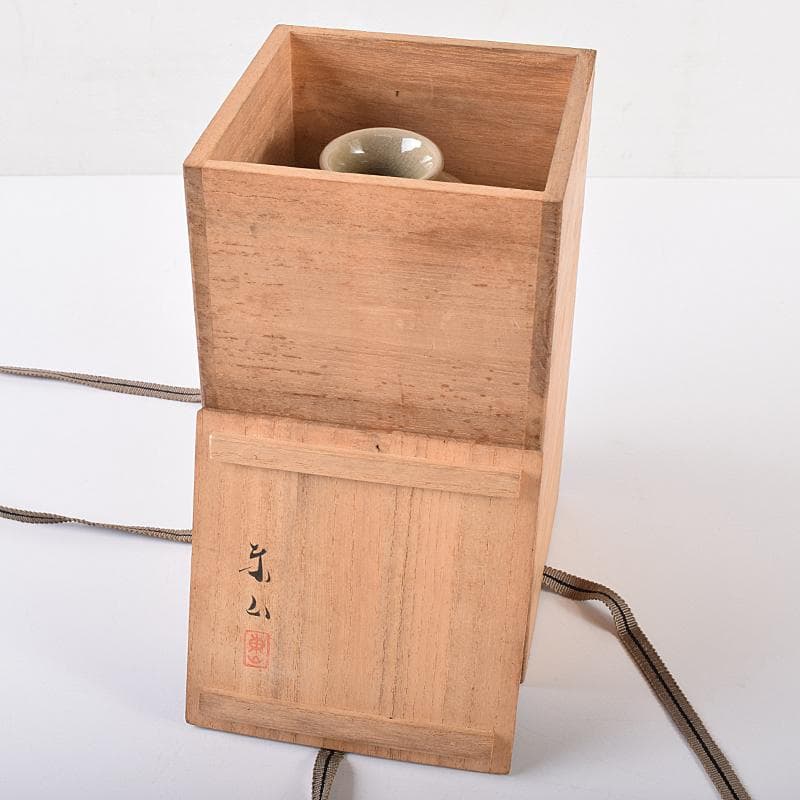 京焼　初代宮永東山作　青磁　花文　花瓶　共箱　C　R8581