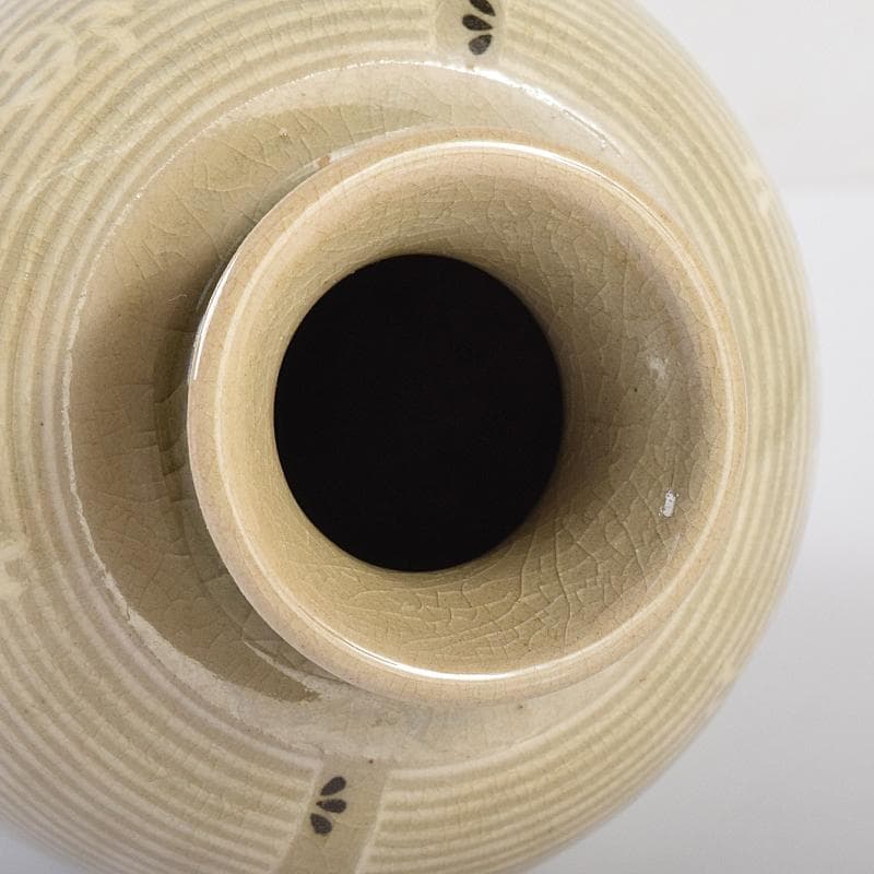 京焼　初代宮永東山作　青磁　花文　花瓶　共箱　C　R8581