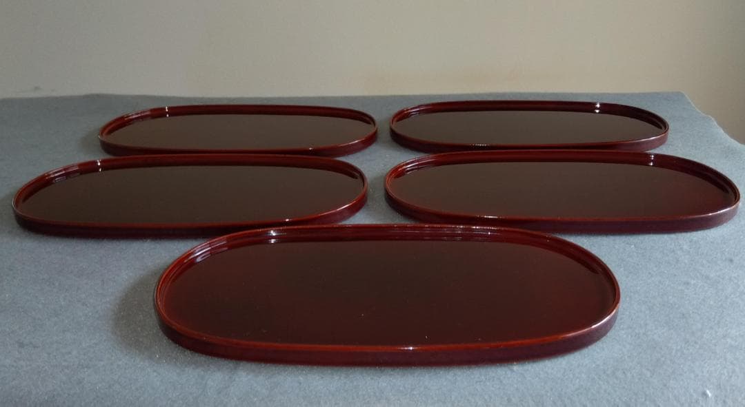 越前漆器　溜塗　極上品質菓子皿【多目的中皿】5客セット