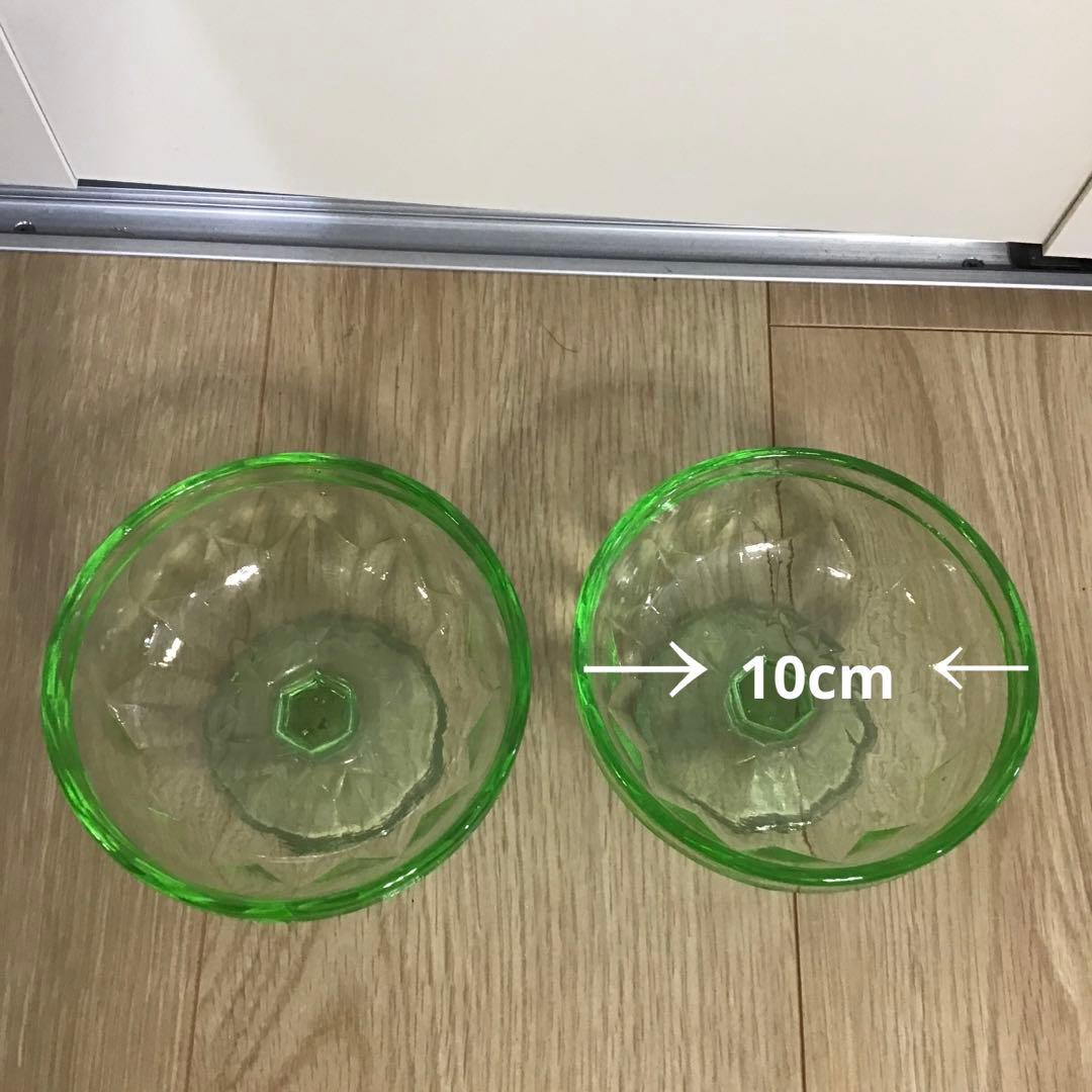 アンティーク　大正浪漫　ウランガラス　氷コップ2客 氷水　ガラス　コレクション