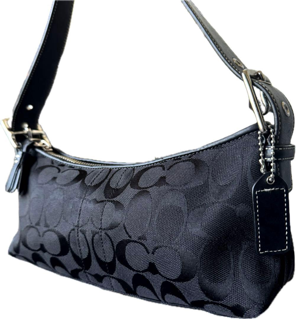 未使用級 coach コーチ ワンショルダーバッグ シグネチャー 黒 6371