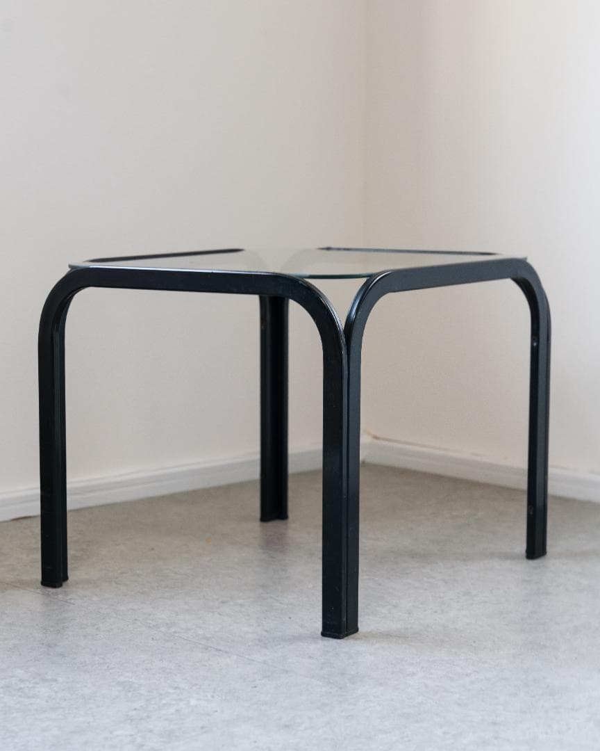 アイアンフレーム コーヒー ローテーブル ガラストップ 昭和レトロ モダン