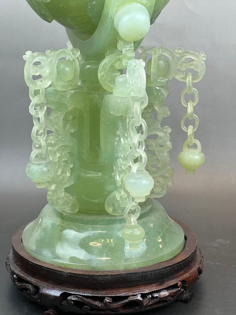 美品　翡翠地球儀　高さ39cm 重さ 5500g 置物　送料込み￼