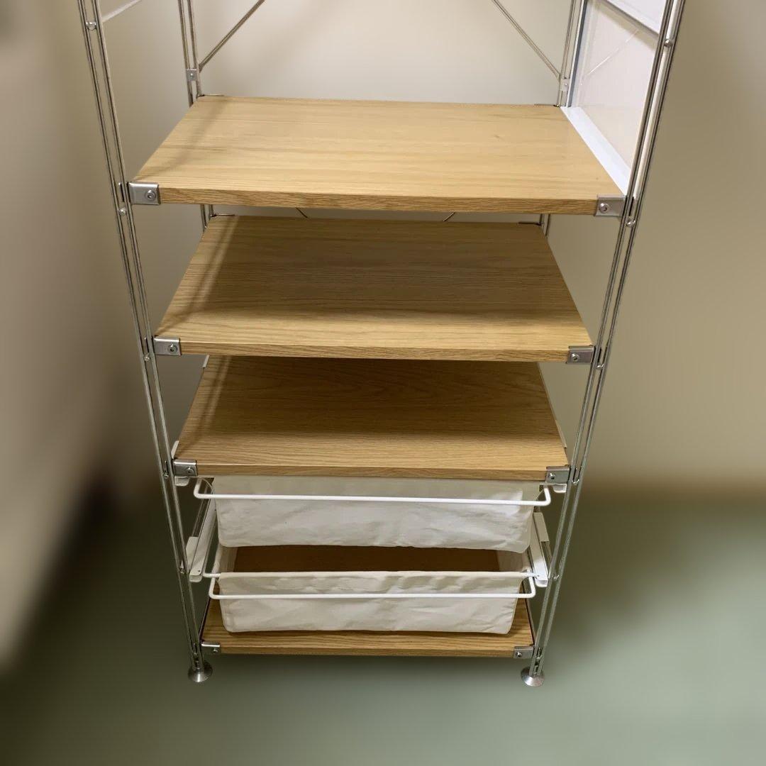 無印良品　ステンレスユニットシェルフ　オーク材棚セット　追加棚・バスケット