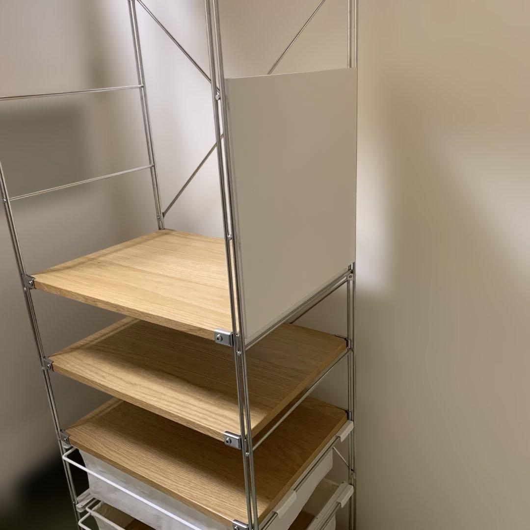 無印良品　ステンレスユニットシェルフ　オーク材棚セット　追加棚・バスケット