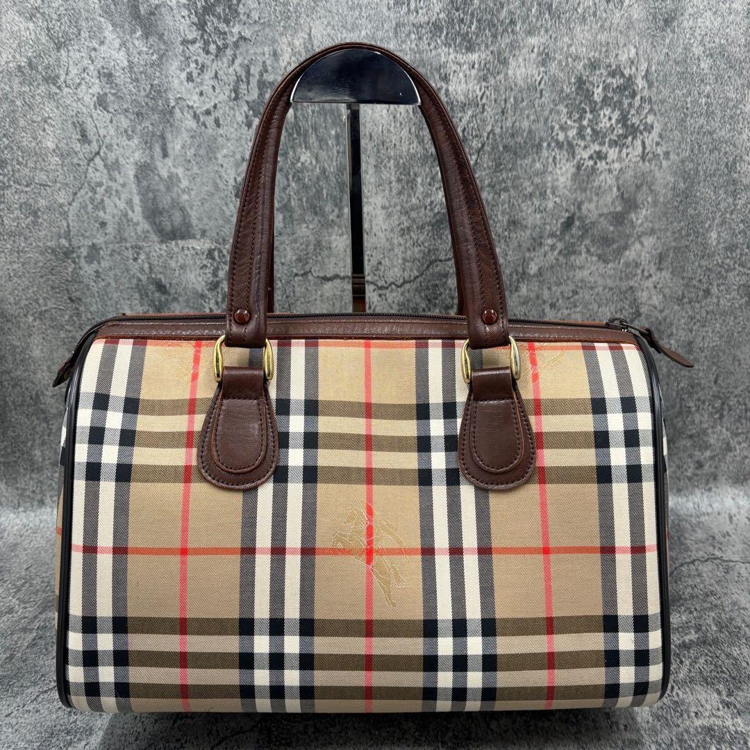 極美品　希少 バーバリー　ミニボストンバッグ　ノバチェック　シャドーホース　ロゴ