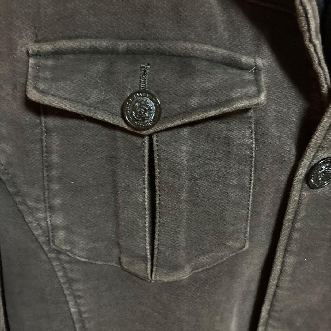 KATHARINE HAMNETTファー襟付きダークブラウンミリタリージャケット