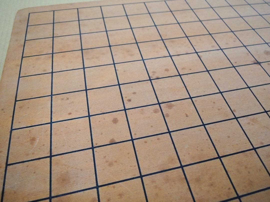 囲碁盤(天然木・漆線引) 3枚継 碁石付き