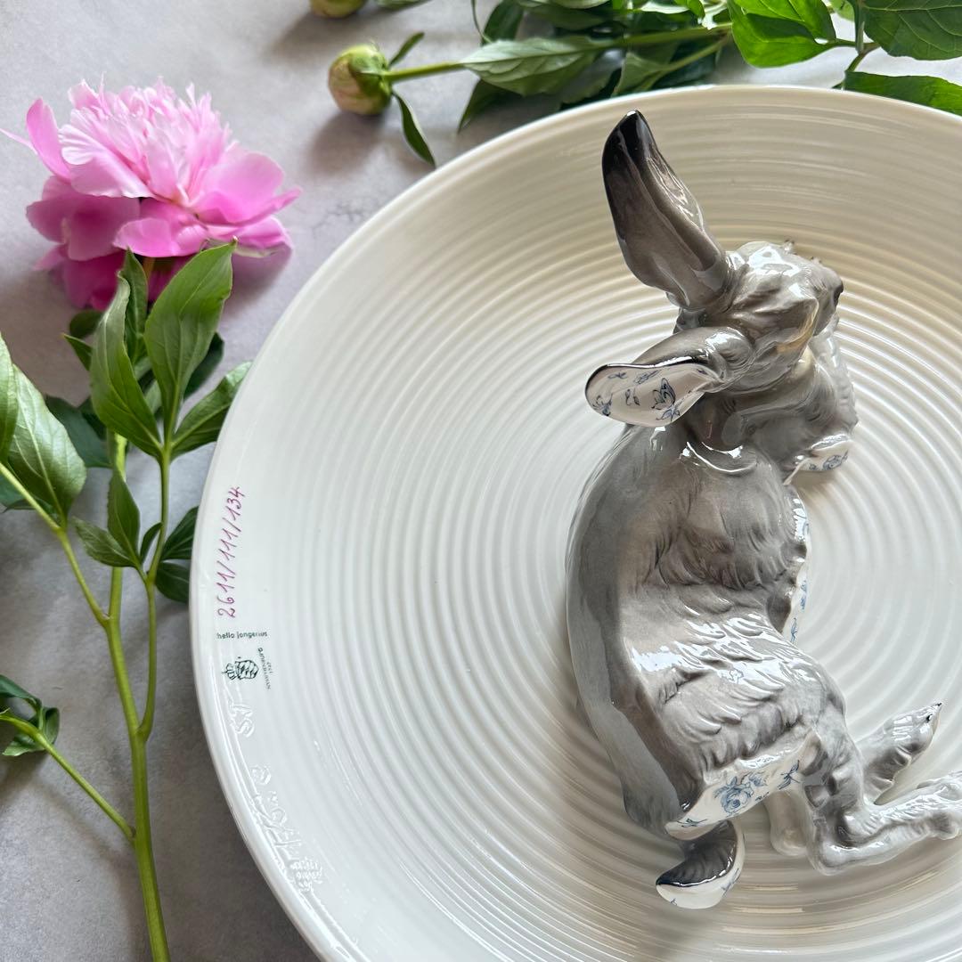 【希少品】最高級 ニンフェンブルク ◆ドイツ製 野うさぎプレート 風水 卯