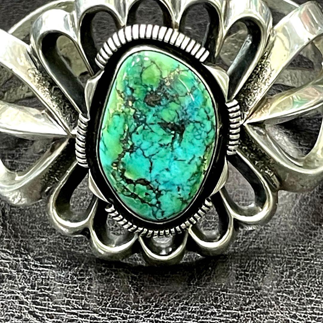 ナバホ族 アーロンアンダーソン ターコイズ SILVERバングル