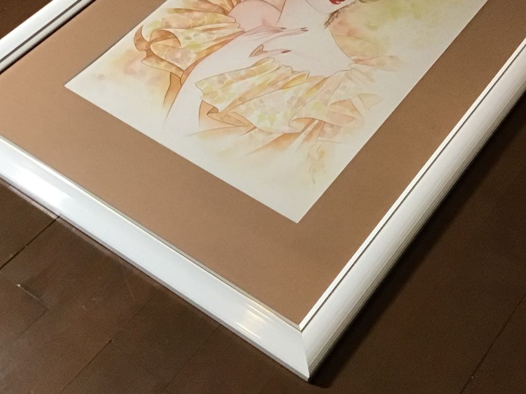 ◉真作保証 久下じゅんこ 水彩10号 原画『陽影の舞姫』1点物 サイン額装つき