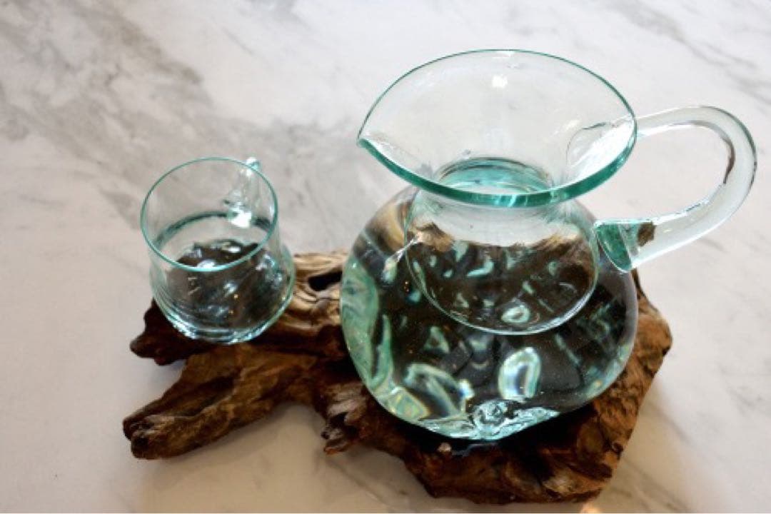 ガラス製ピッチャーとカップセット　流木　メゾンドリュストル