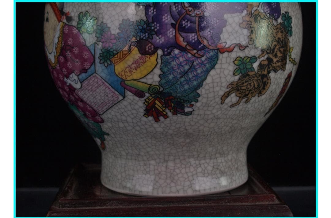 中国 清時代　在銘手描き花瓶 美術品　激安骨董品 DE972B14-2