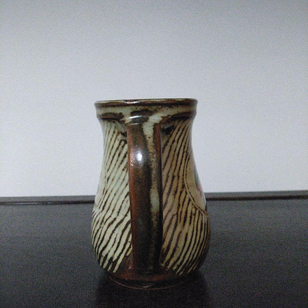 NO573　島岡達三(人間国宝)　象篏赤絵ジャグ　箱あり