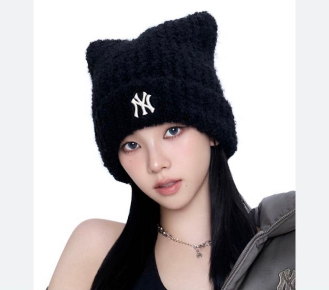 【aespaカリナ着用色違い】MLB 猫耳ニット帽