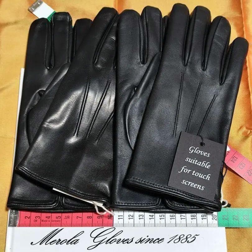 値下げ 一部残1 メローラ ナッパ黒 カシミア黒 革手袋 グローブ MEROLA