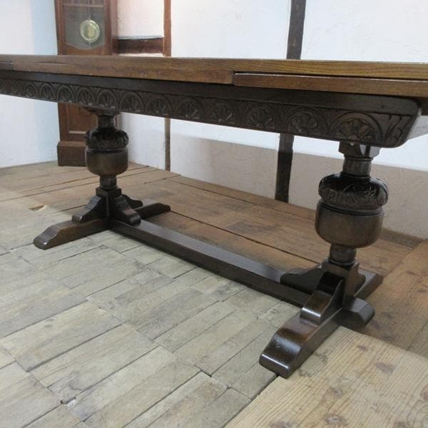 イギリス アンティーク 家具 ダイニングテーブル ドローリーフ 英国 6849d