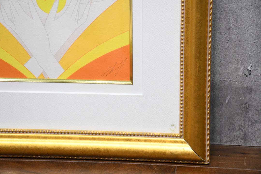 真作 鶴田一郎 月の女神 エディション10/200 ジークレー 額装 直筆サイン