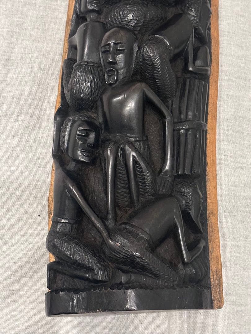 【希少】高級　アフリカ　木彫　一本彫　特大41cm アフリカンエボニー　黒檀