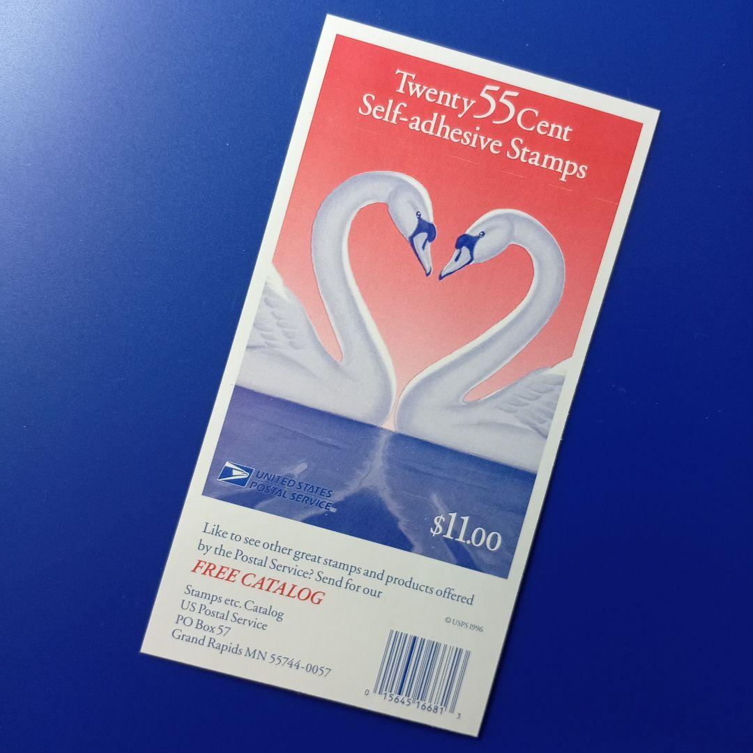 4679 外国切手 アメリカ 1997年 愛のハート ハクチョウ 20面入切手帳