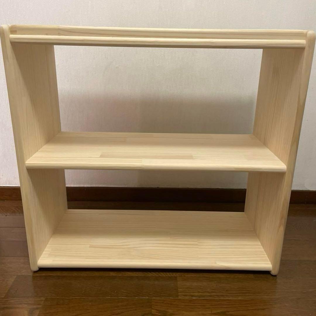 ハンドメイド　2way オモチャ棚　モンテッソーリ　木製棚　w64 角丸み加工