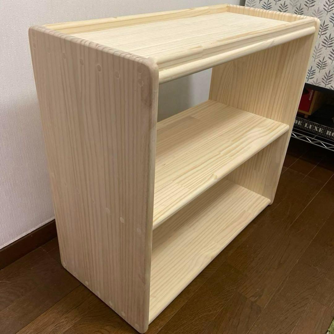 ハンドメイド　2way オモチャ棚　モンテッソーリ　木製棚　w64 角丸み加工