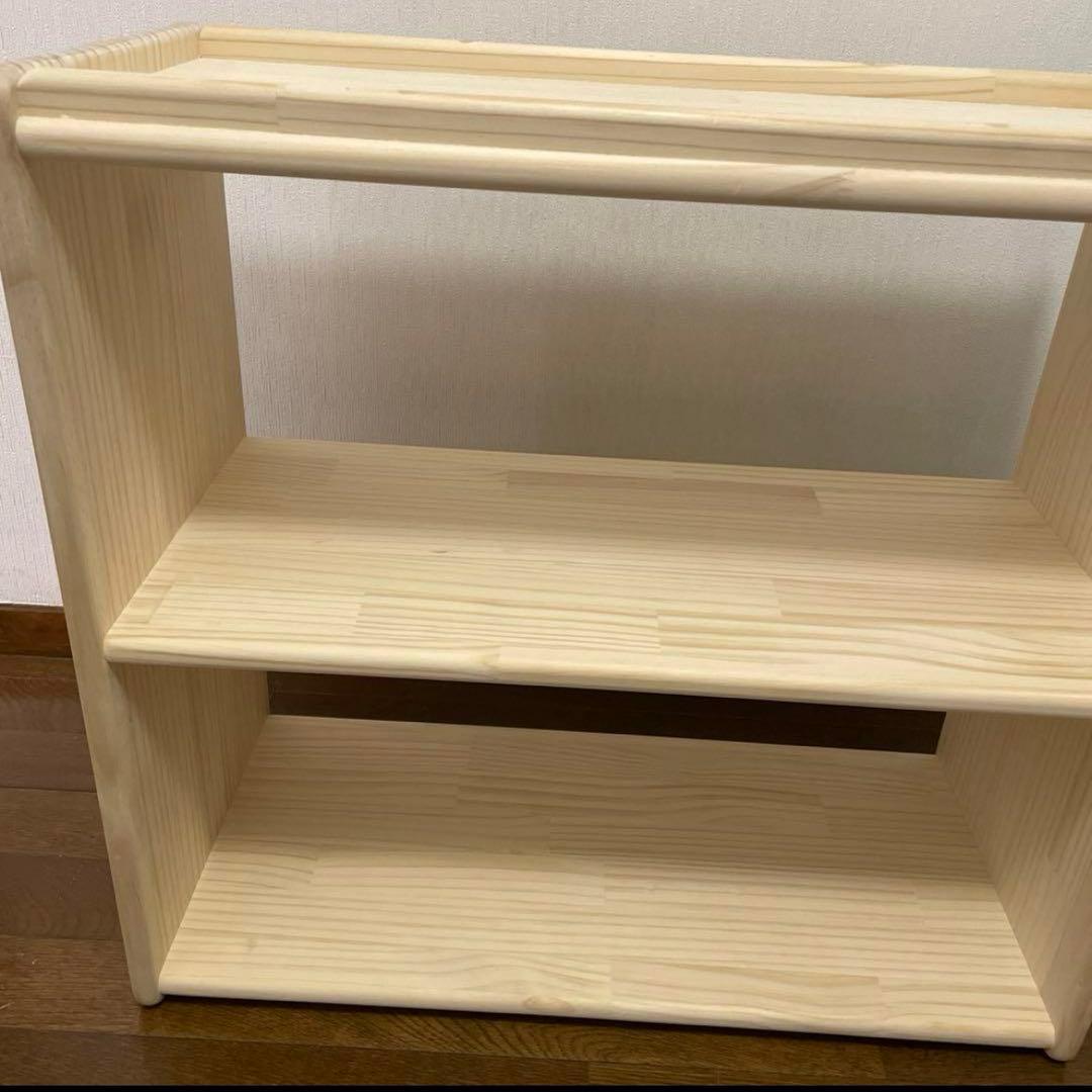 ハンドメイド　2way オモチャ棚　モンテッソーリ　木製棚　w64 角丸み加工