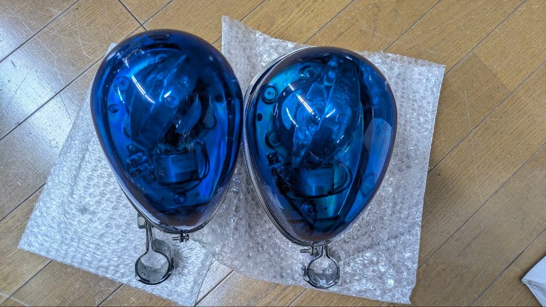 パトライト　回転灯　青　パイプクランプステー付き　ハーレー