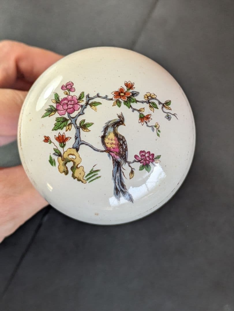 イギリス アンティーク 建材 ドアパーツ 陶器製 ドアノブ 握り玉 孔雀