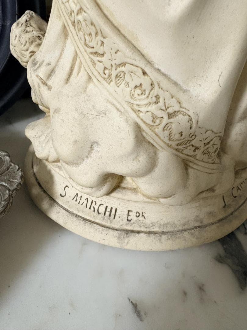 フランスアンティーク　聖母子像　マリア像　サルバトーレ・マルキ　サインあり