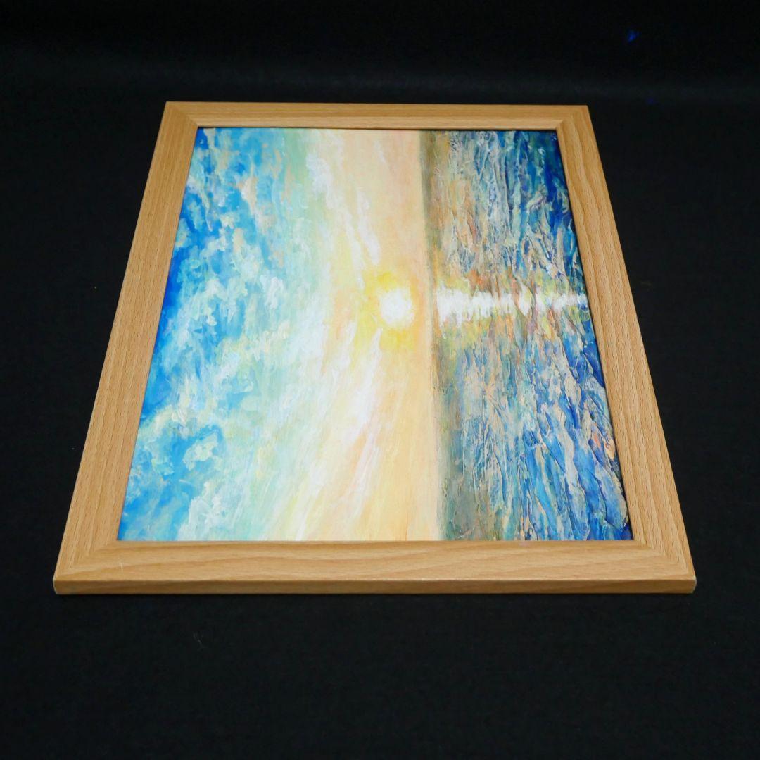 油絵 油彩 油彩画 絵 絵画【癒しの朝焼けの海】