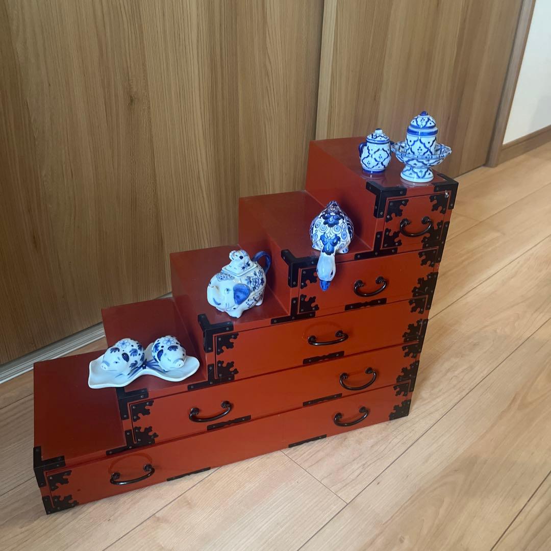 漆塗り　飾りタンス　小物セット