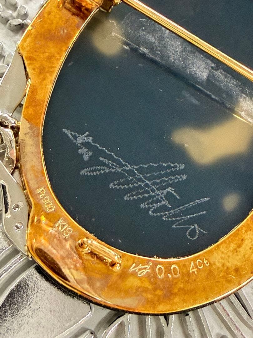 ふ*可様 pt900 K18刻印 カメオ ペンダントトップ ダイヤ 0.04ct