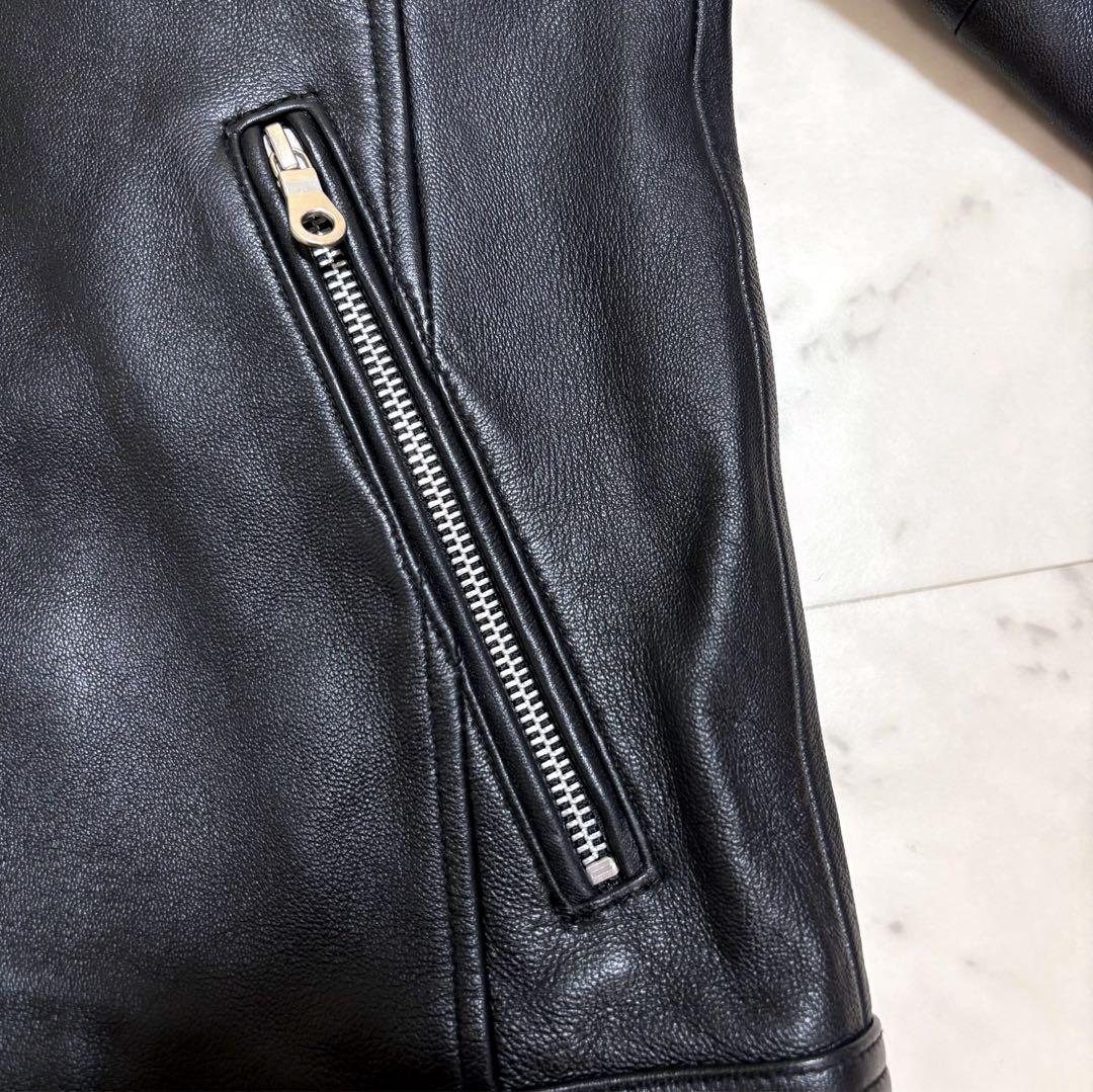 美品 名作 ラトルトラップ ライダースジャケット シングル 羊革 ブラックM