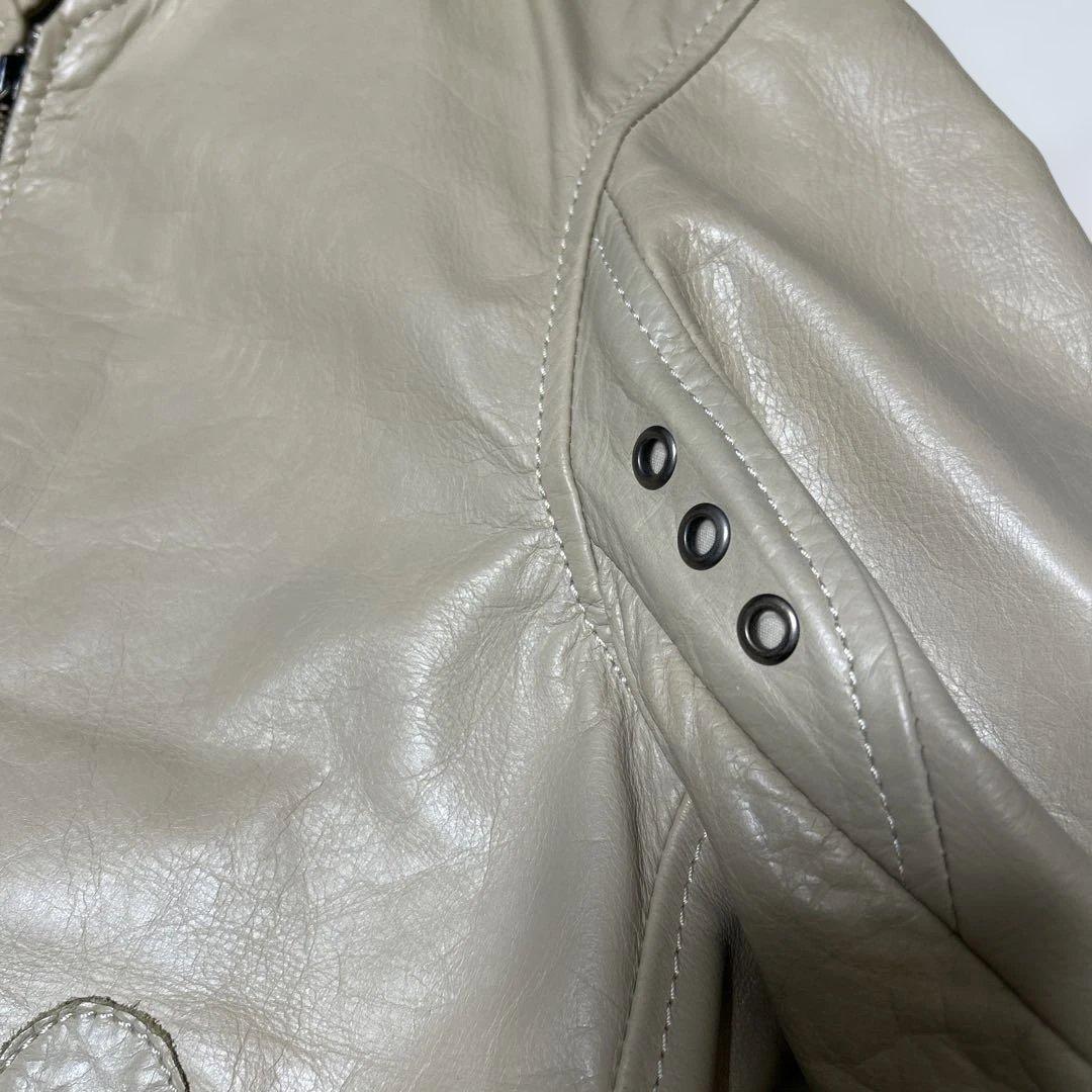 BEAMS ライトグレー レザー シングルライダース　牛革