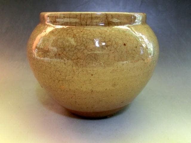 壷■合わせ箱 唐津口広壺 金継ぎ直し有り 古い花器 花瓶 置物 時代物 骨董品■