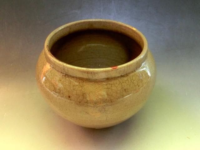 壷■合わせ箱 唐津口広壺 金継ぎ直し有り 古い花器 花瓶 置物 時代物 骨董品■