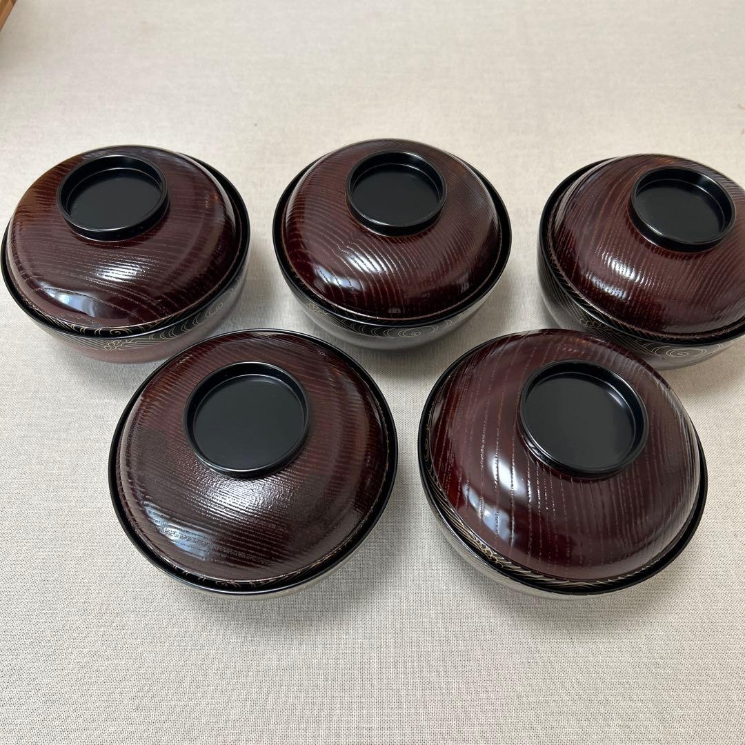 輪島塗　溜煮物椀　波蒔絵