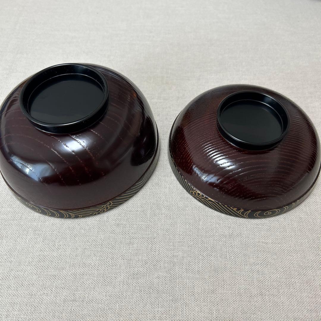 輪島塗　溜煮物椀　波蒔絵