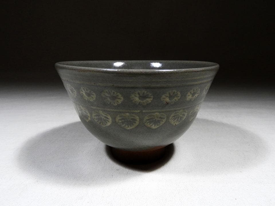 ●貴重 肥後 八代焼 高田焼 唐津焼 切高台 抹茶 茶碗 茶道具 合箱 径12㎝