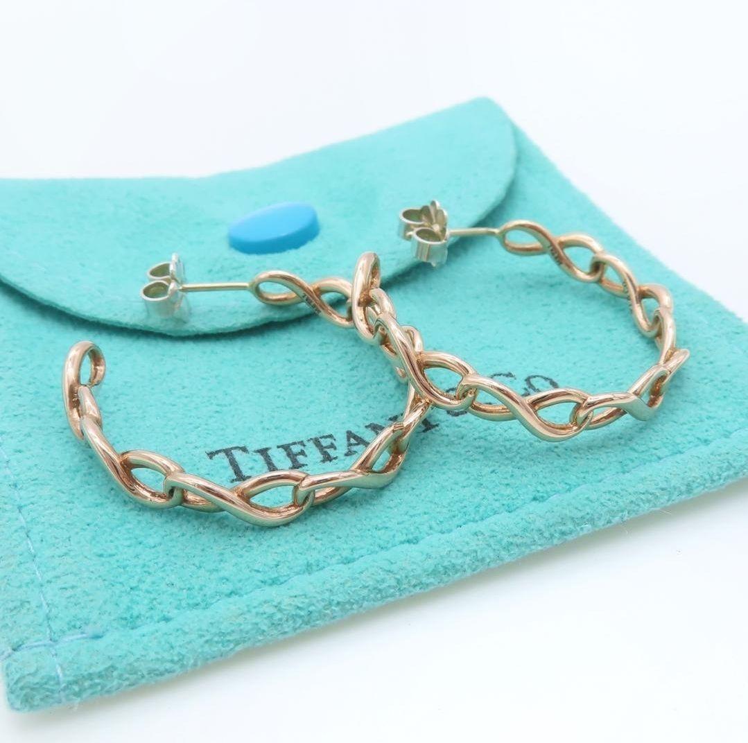 セール❣ティファニー ピンクゴールド メタル インフィニティ フープ ピアス
