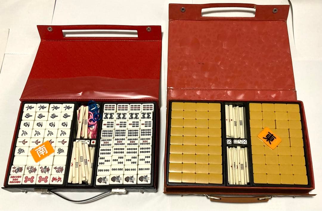 レトロ☆手打ちマージャンセット　麻雀卓　麻雀マット　麻雀牌一式