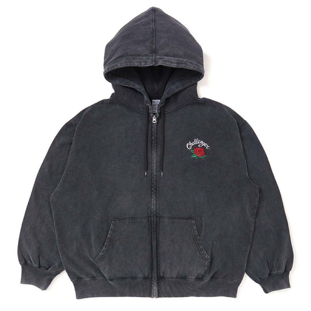 CHALLENGER/ROSE ZIP HOODIE（BLACK）L