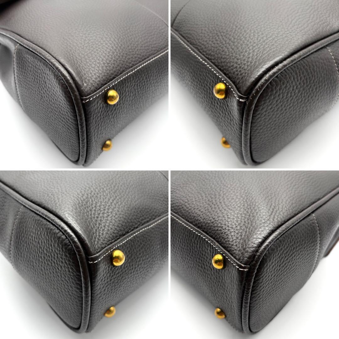 極美品 トフアンドロードストーン ビジネスバッグ レザー ダークブラウン