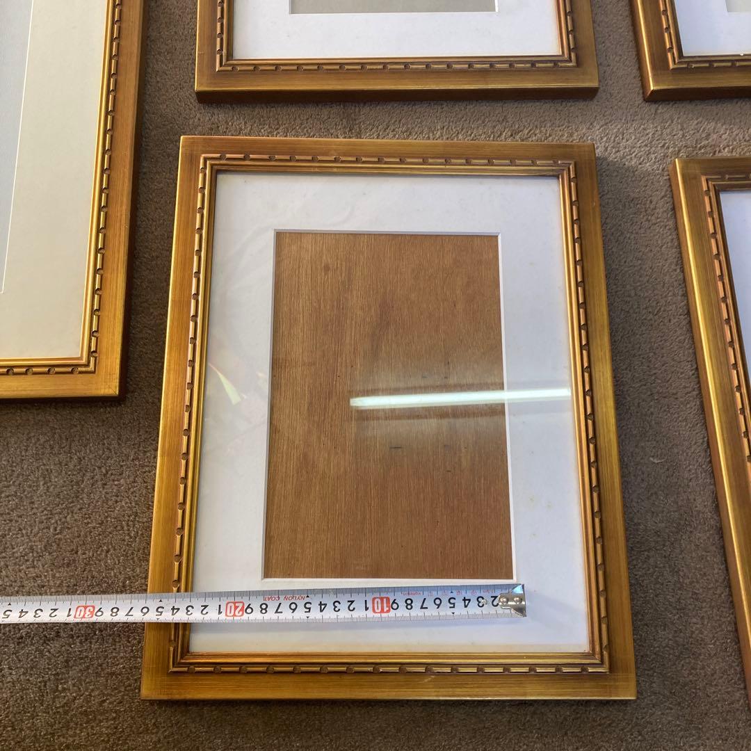 同じデザイン 5点セット ゴールドフレーム 水彩額縁 写真額縁 金装飾
