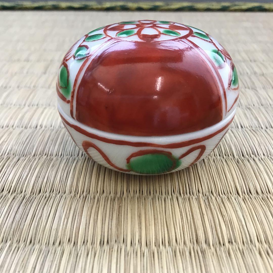 茶道具　香合　赤絵小丸香合　紫翠窯　三代　西村徳泉造　栞　紙箱　共箱　S67KG